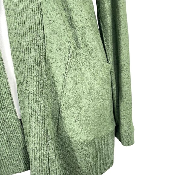 NWT Bobeau Elissa Ribbed Trim Open Front Lightweight Cardigan Petite Small Green - Picture 8 of 12
